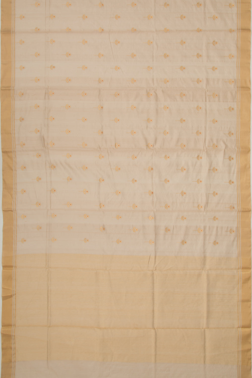 Pure Chanderi Silk Butta Cream Saree