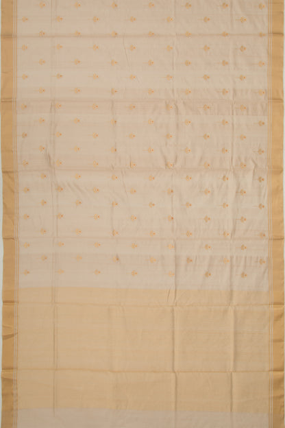 Pure Chanderi Silk Butta Cream Saree