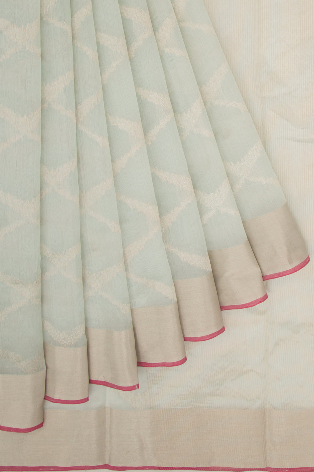 Pure Chanderi Silk Jaal Pastel Blue Saree
