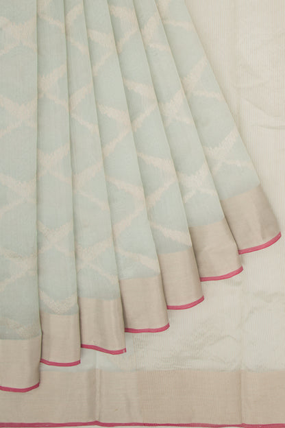Pure Chanderi Silk Jaal Pastel Blue Saree