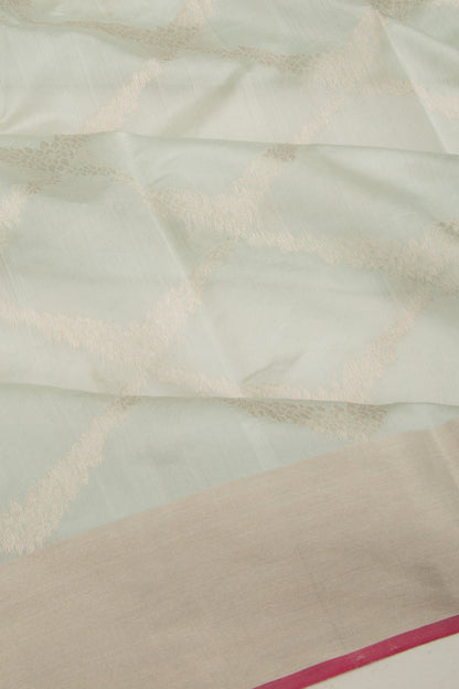 Pure Chanderi Silk Jaal Pastel Blue Saree