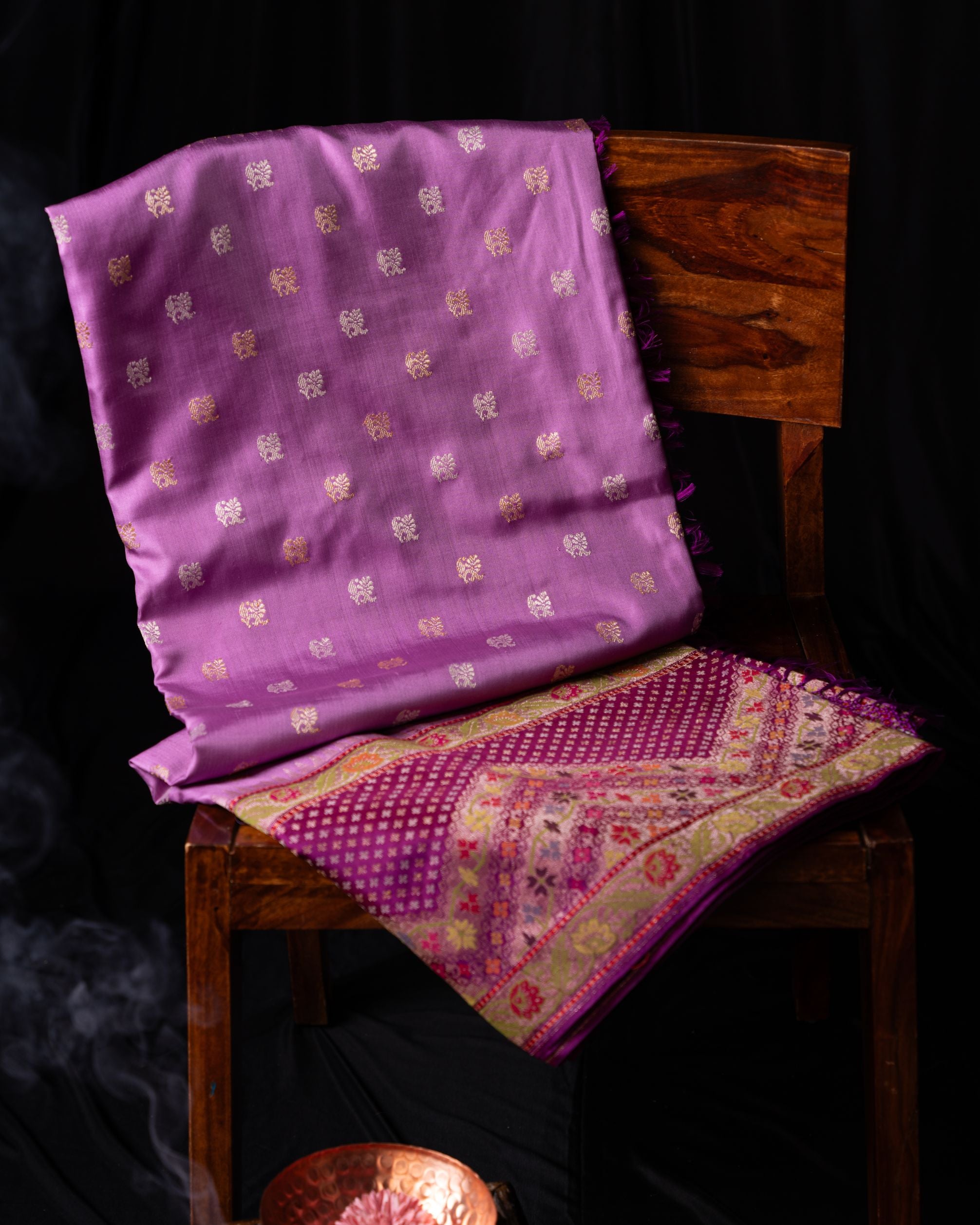 Banarasi Silk Butta Lavender Saree
