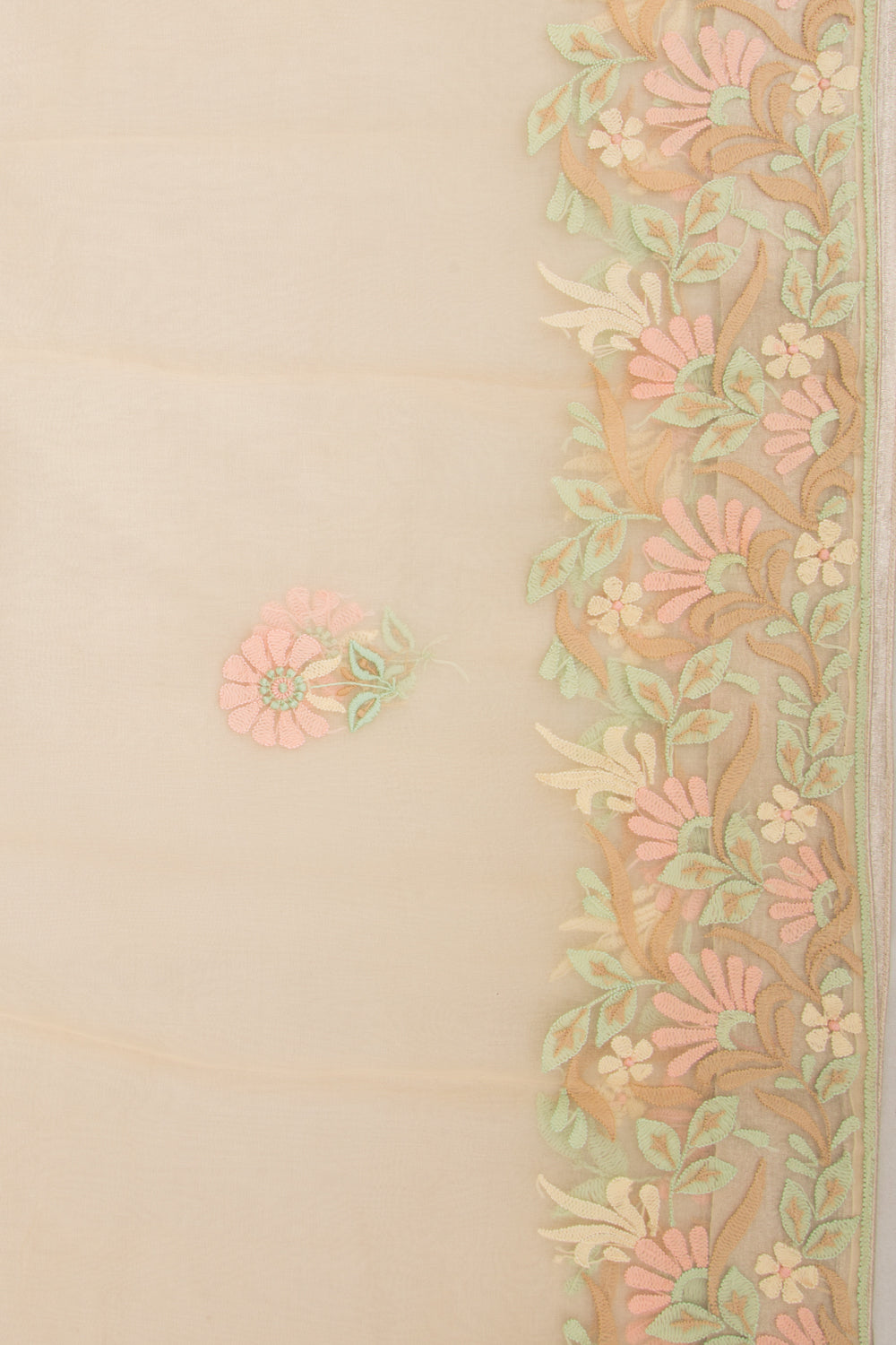 Organza Chikankari Pastel Yellow Saree