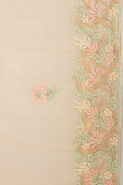 Organza Chikankari Pastel Yellow Saree