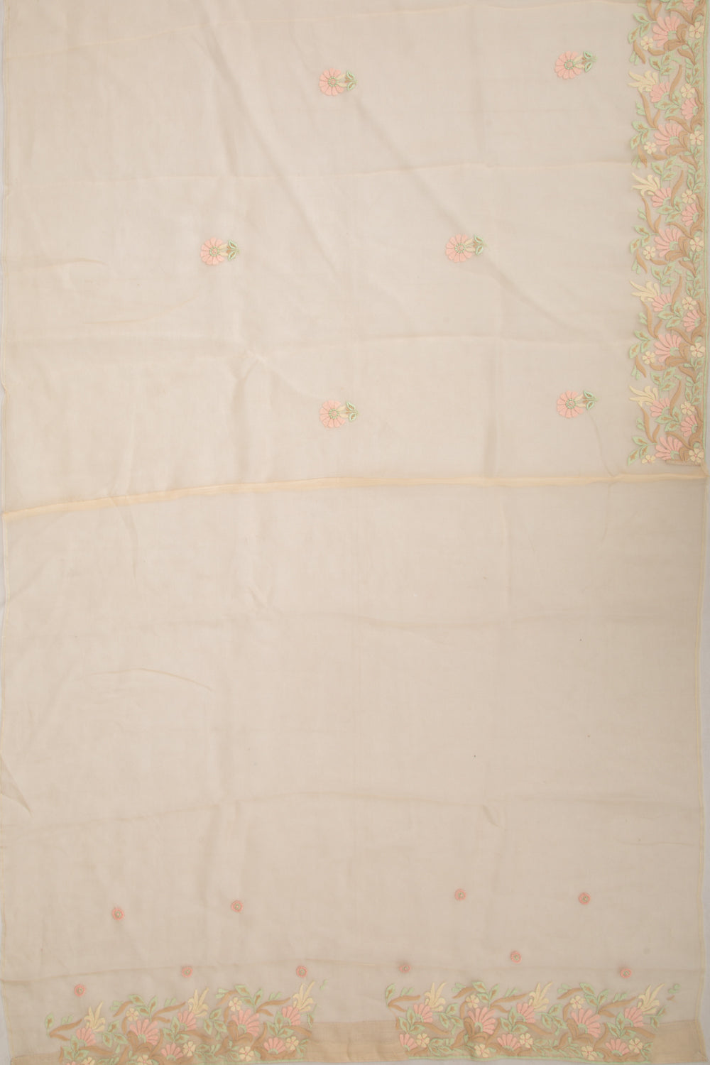 Organza Chikankari Pastel Yellow Saree