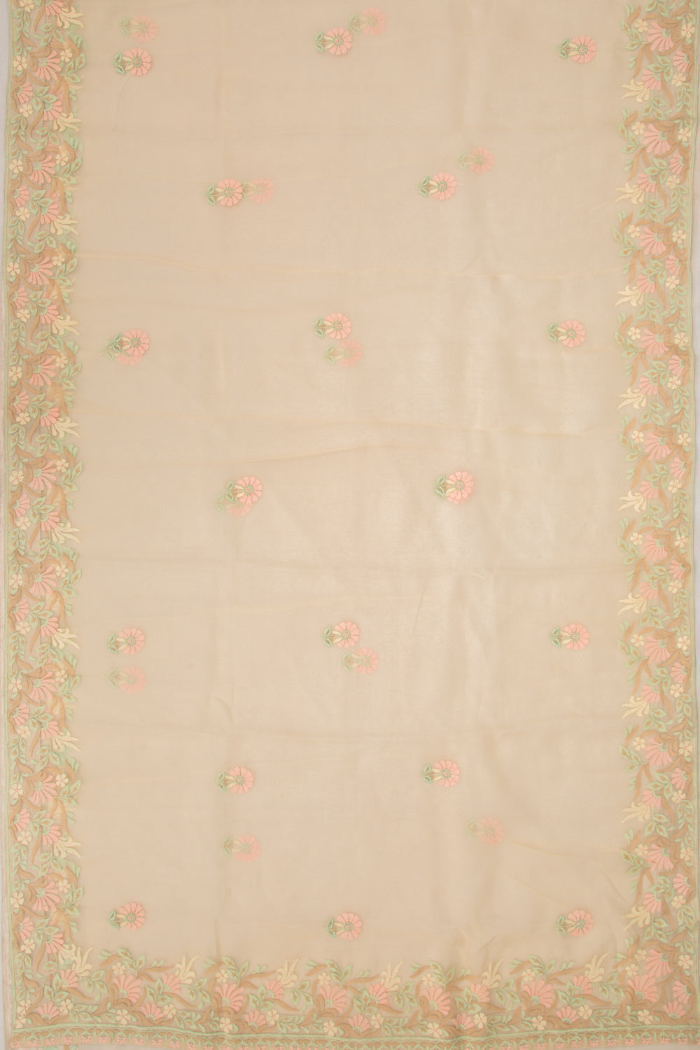 Organza Chikankari Pastel Yellow Saree