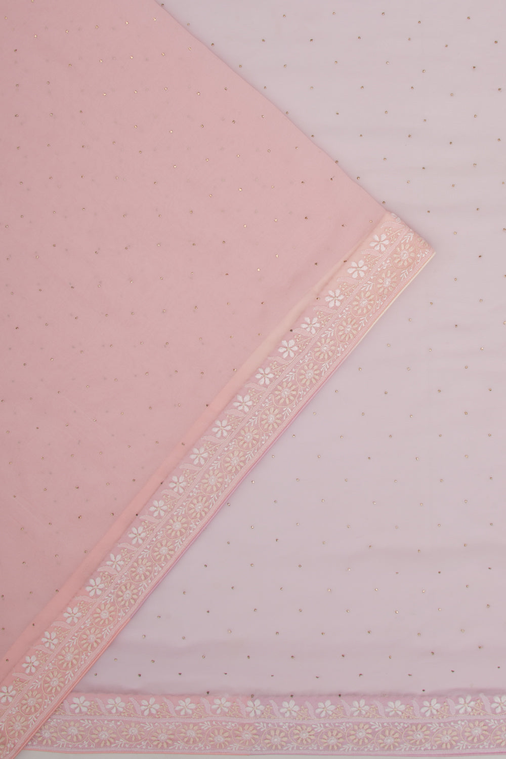 Lucknow Chikankari Georgette Shading Pink Saree