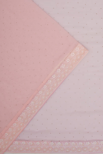 Lucknow Chikankari Georgette Shading Pink Saree