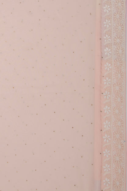 Lucknow Chikankari Georgette Shading Pink Saree