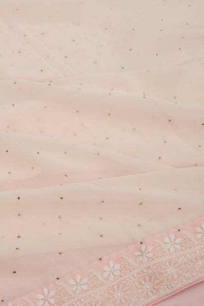 Lucknow Chikankari Georgette Shading Pink Saree