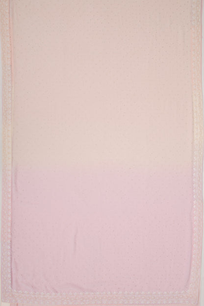 Lucknow Chikankari Georgette Shading Pink Saree