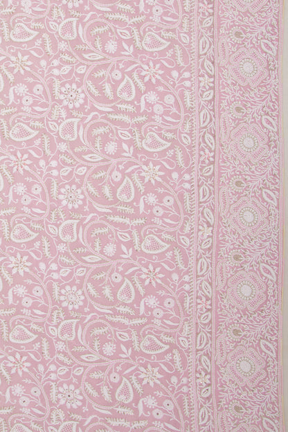 Lucknow Chikankari Georgette Shading Pink Saree