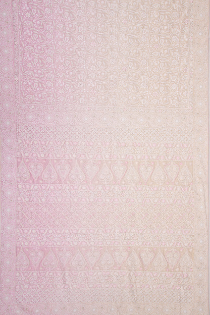 Lucknow Chikankari Georgette Shading Pink Saree