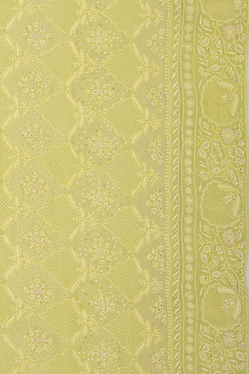 Lucknow Chikankari Georgette Green Saree