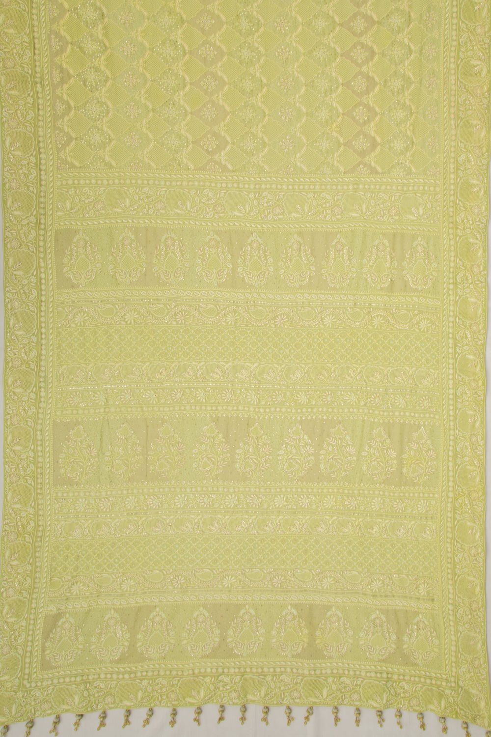 Lucknow Chikankari Georgette Green Saree