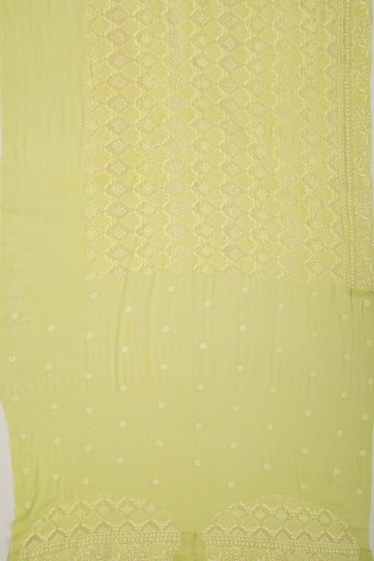 Lucknow Chikankari Georgette Green Saree