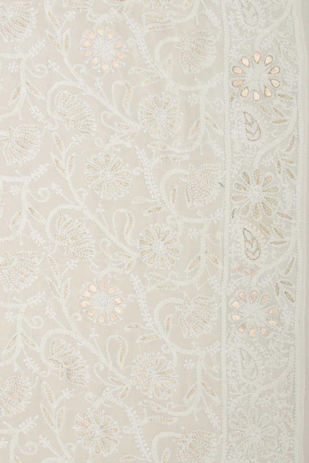 Lucknow Chikankari Georgette White Saree