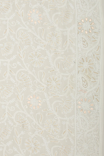 Lucknow Chikankari Georgette White Saree