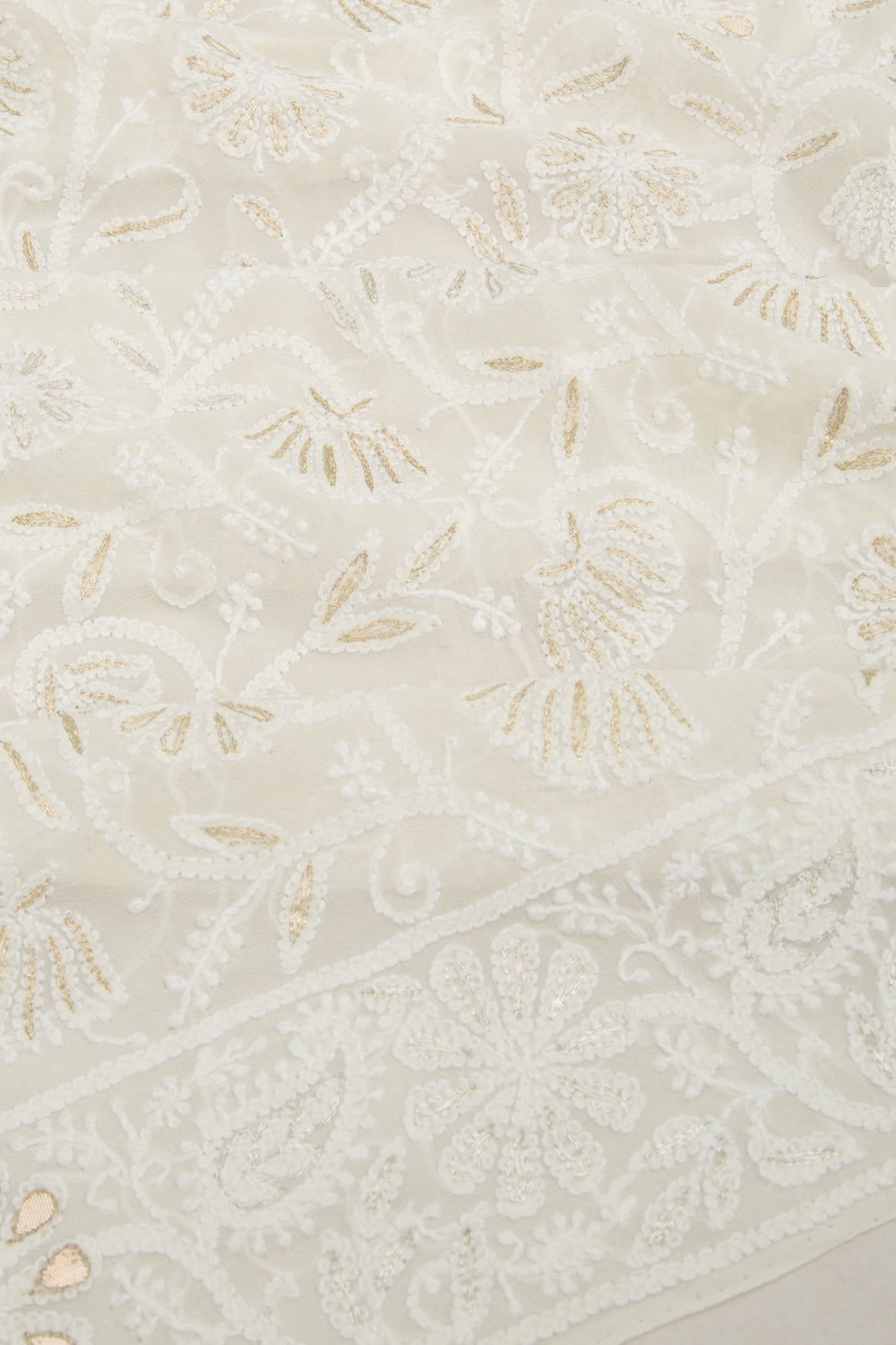 Lucknow Chikankari Georgette White Saree