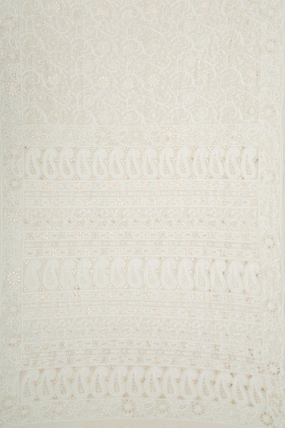 Lucknow Chikankari Georgette White Saree