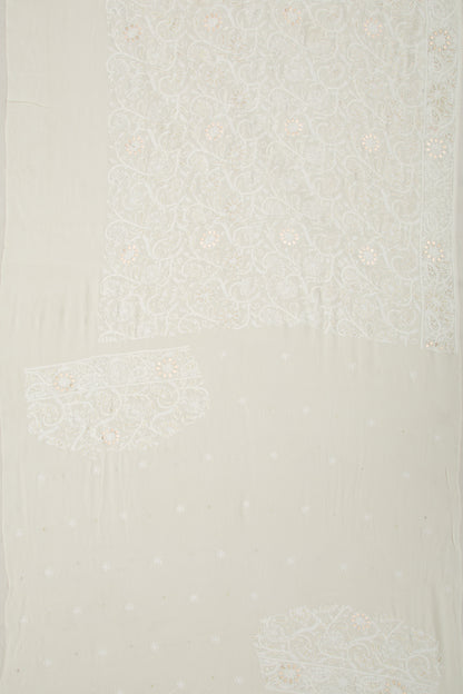 Lucknow Chikankari Georgette White Saree