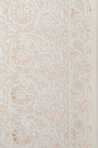 Lucknow Chikankari Georgette White Saree
