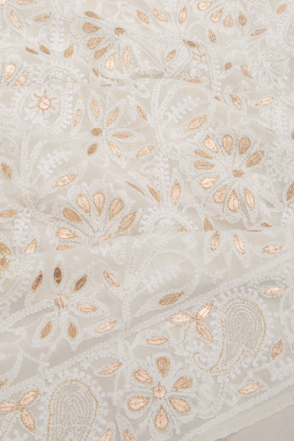 Lucknow Chikankari Georgette White Saree
