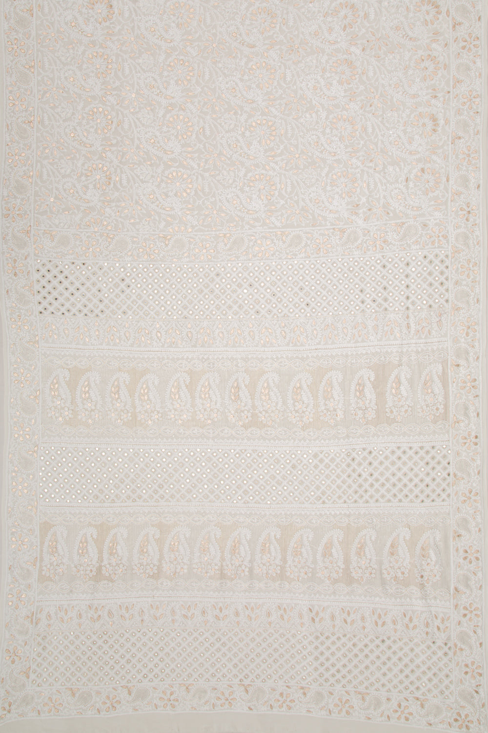 Lucknow Chikankari Georgette White Saree