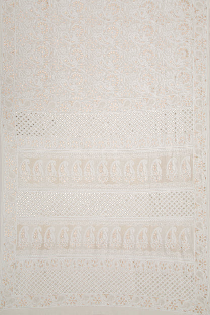 Lucknow Chikankari Georgette White Saree