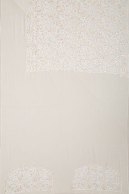 Lucknow Chikankari Georgette White Saree