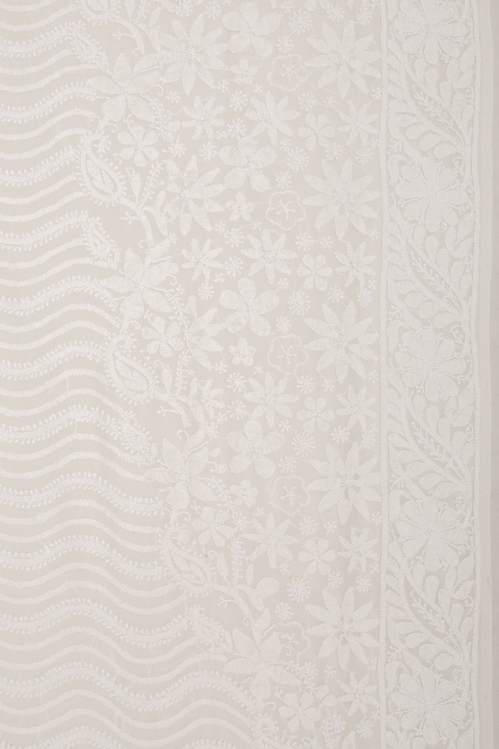 Lucknow Chikankari Georgette White Saree