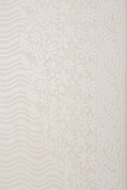 Lucknow Chikankari Georgette White Saree