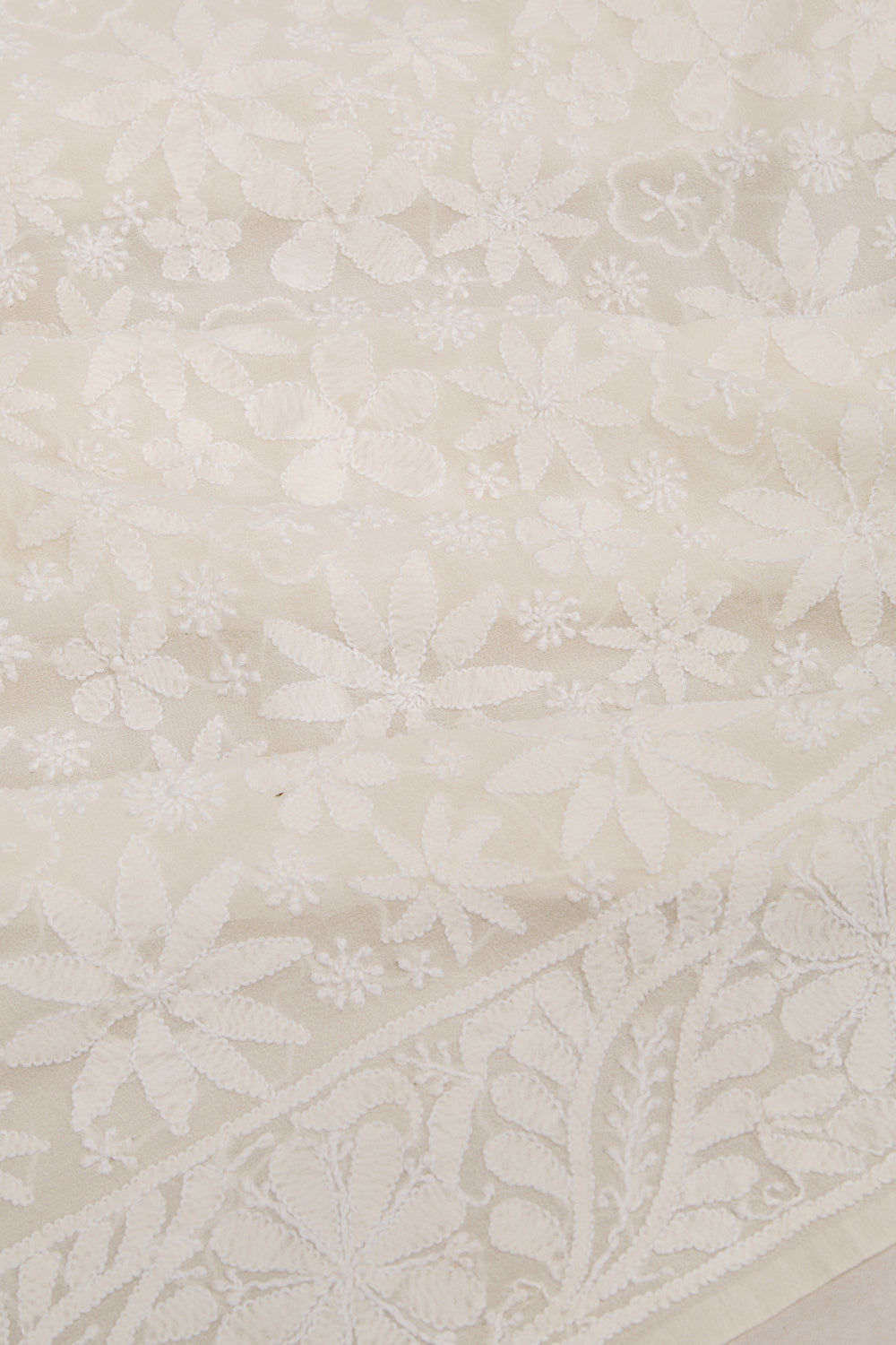 Lucknow Chikankari Georgette White Saree