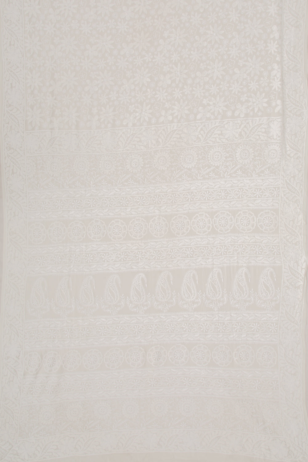 Lucknow Chikankari Georgette White Saree