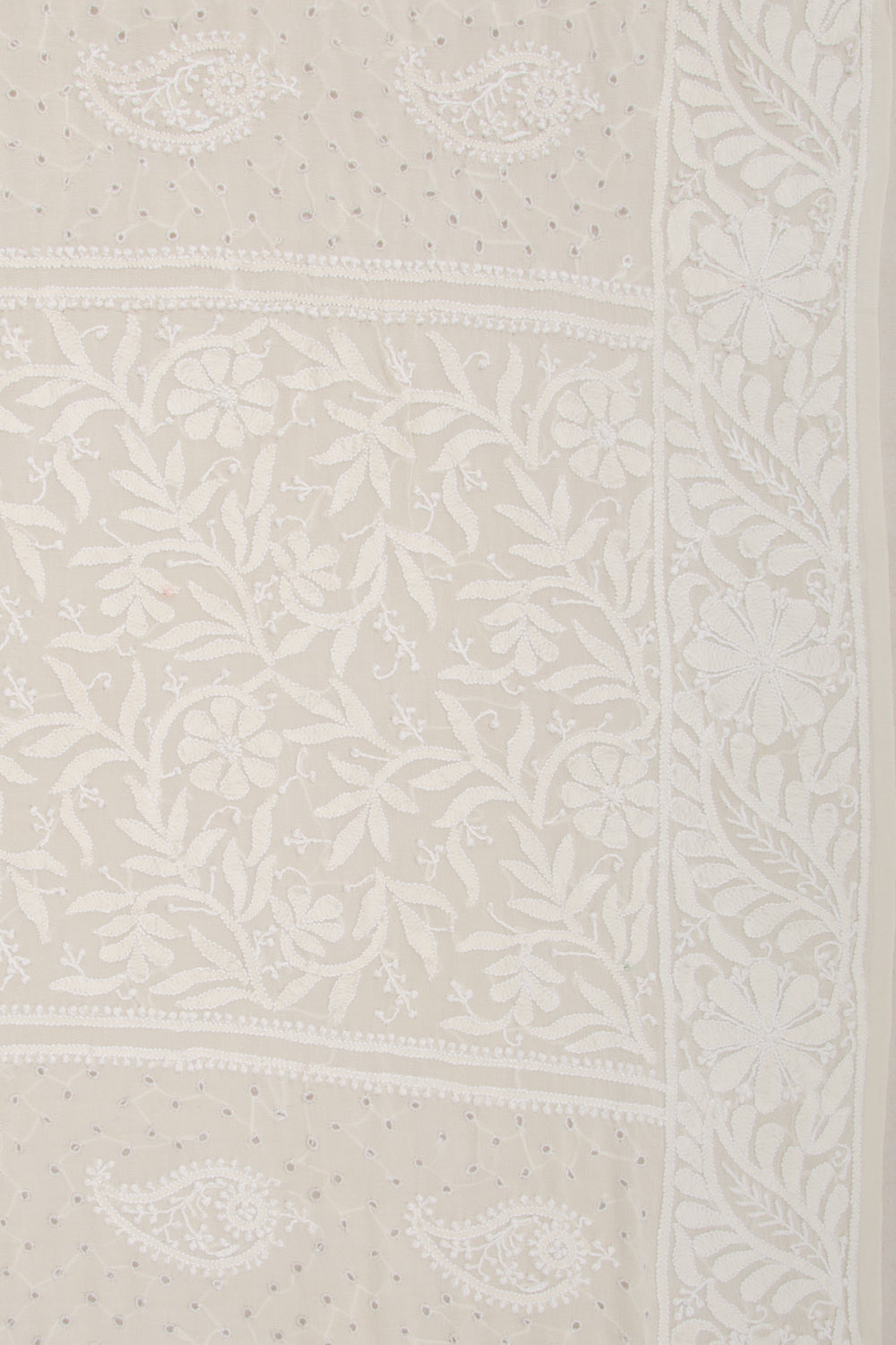 Lucknow Chikankari Georgette White Saree