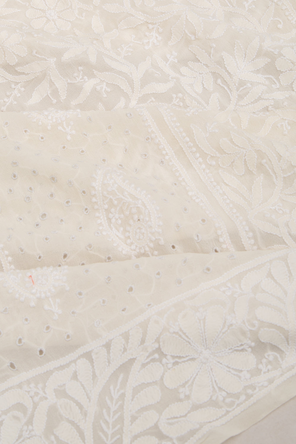 Lucknow Chikankari Georgette White Saree