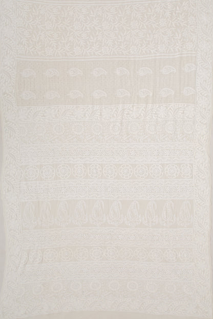 Lucknow Chikankari Georgette White Saree