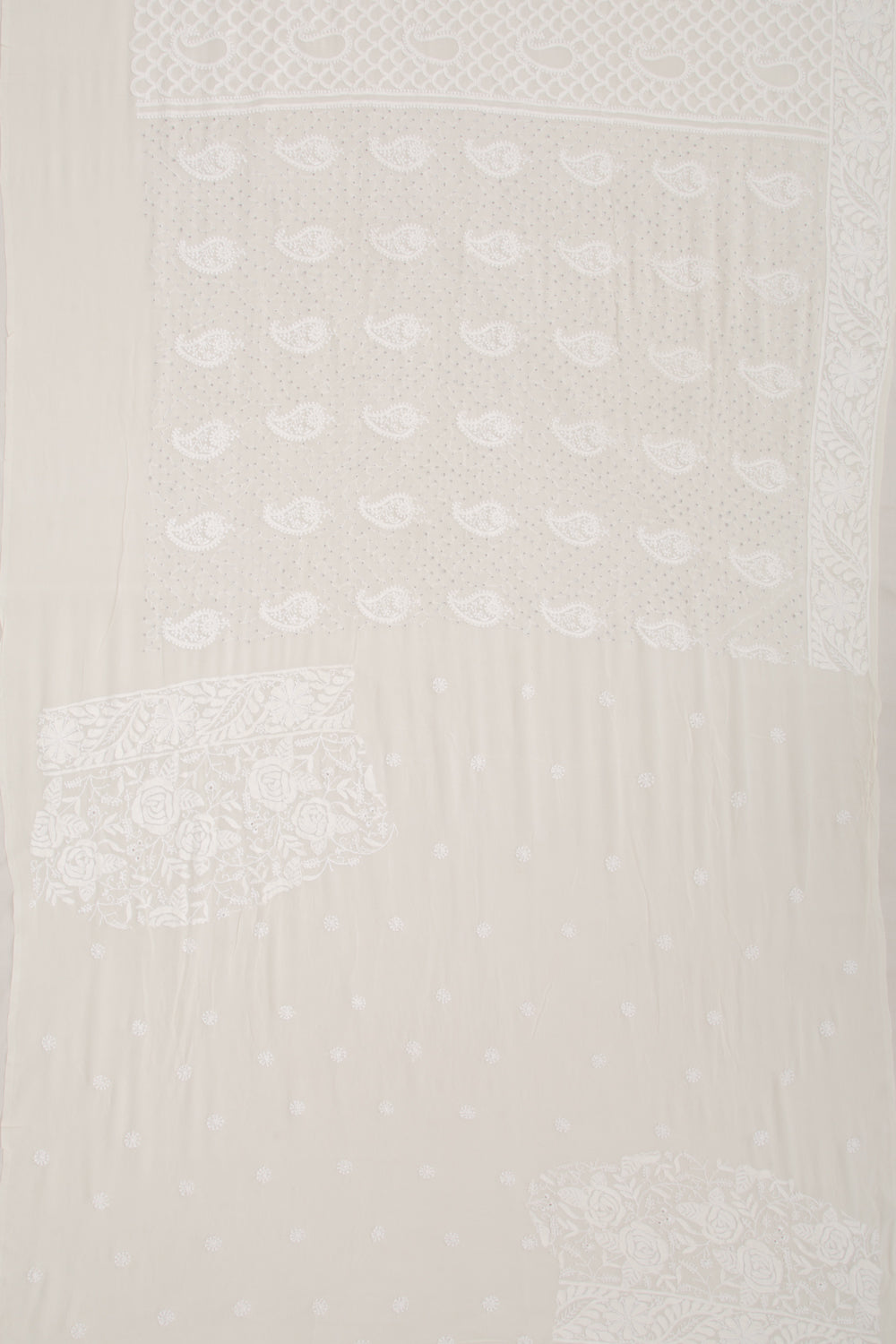 Lucknow Chikankari Georgette White Saree