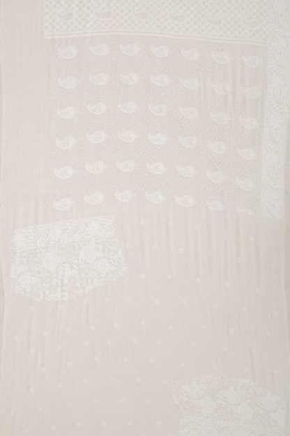 Lucknow Chikankari Georgette White Saree