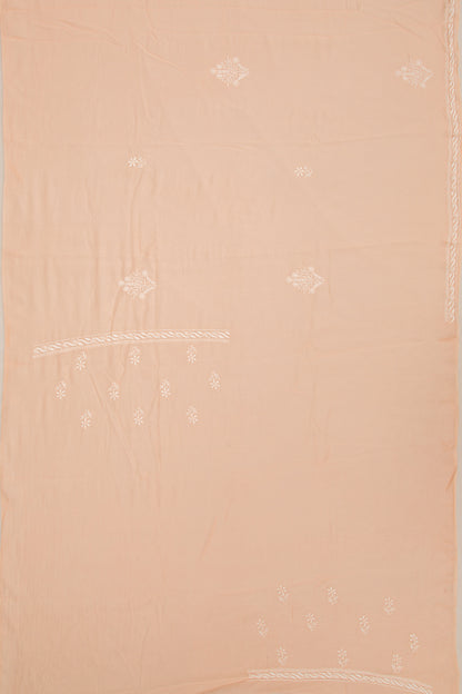 Lucknow Chikankari Cotton Pastel Orange Saree