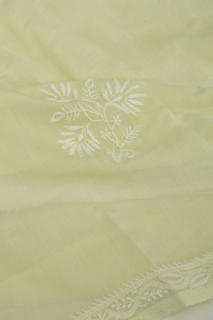 Lucknow Chikankari Cotton Pastel Green Saree