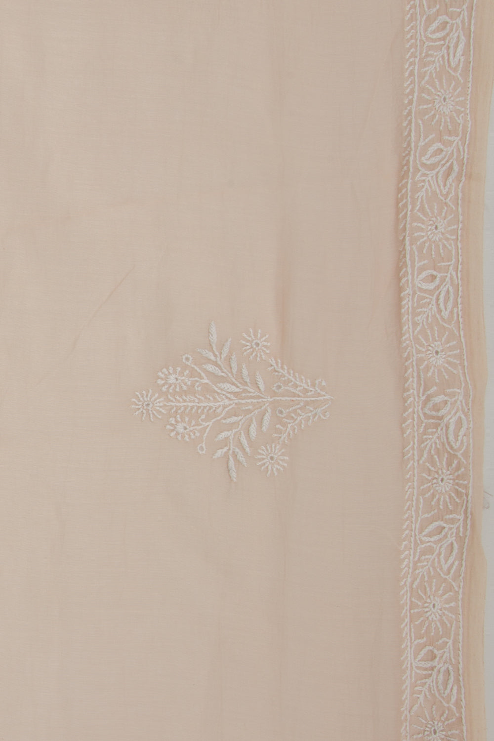 Lucknow Chikankari Cotton Pastel Brown Saree