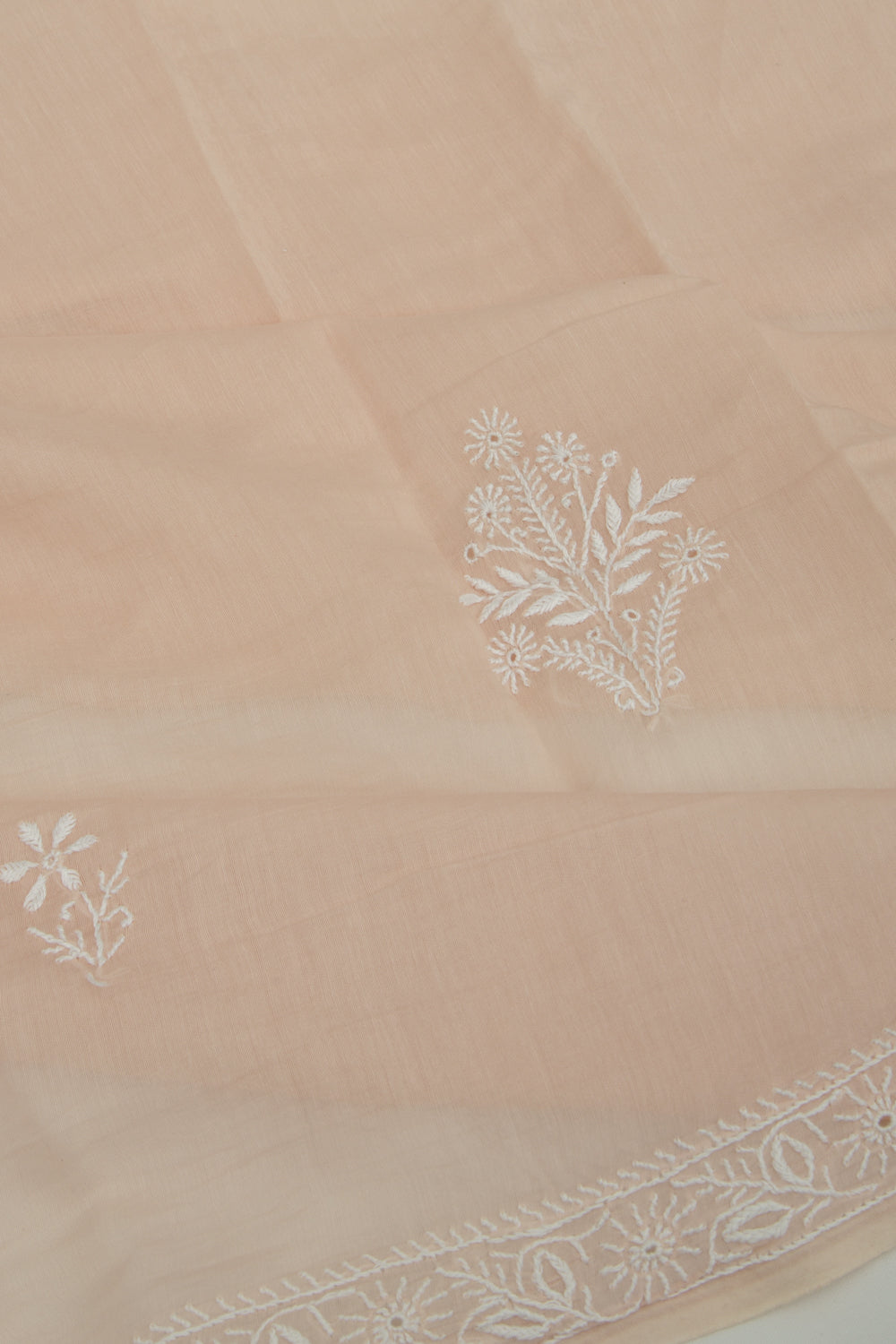 Lucknow Chikankari Cotton Pastel Brown Saree
