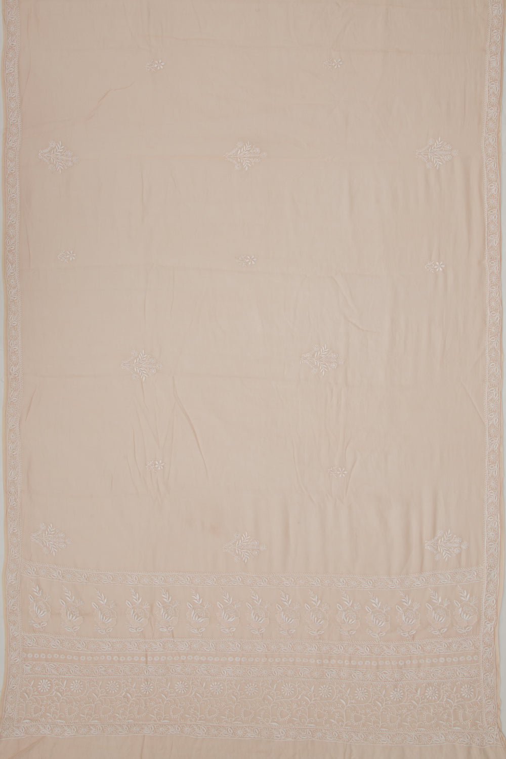 Lucknow Chikankari Cotton Pastel Brown Saree