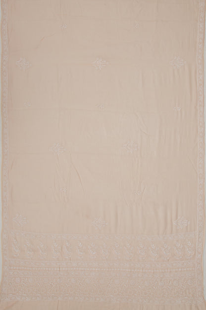 Lucknow Chikankari Cotton Pastel Brown Saree