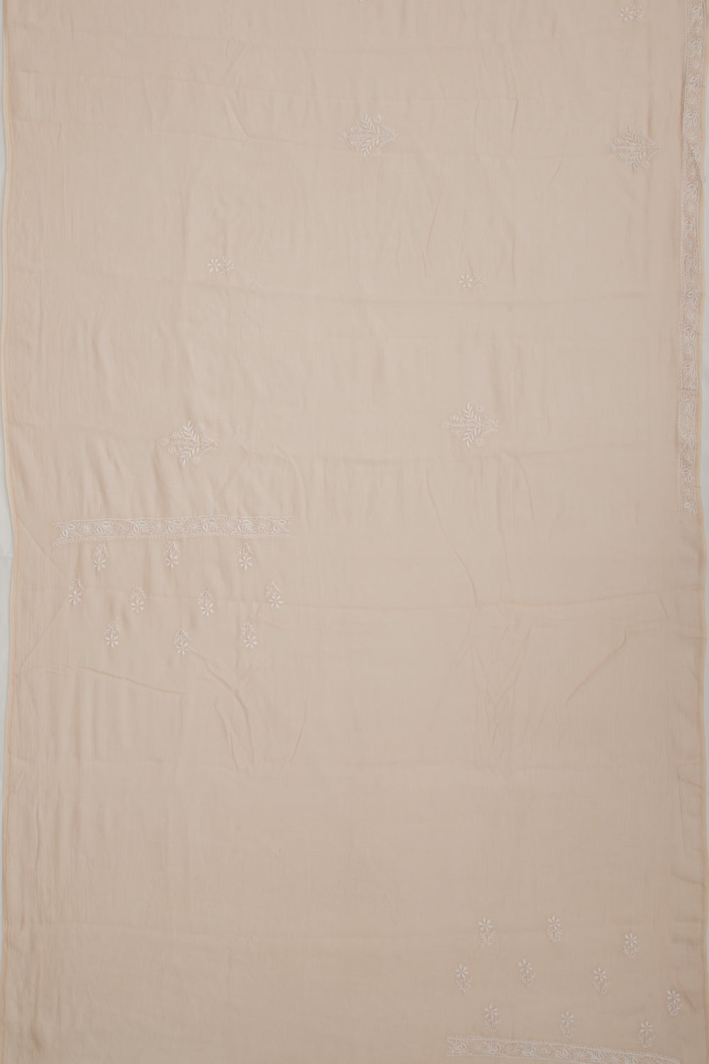 Lucknow Chikankari Cotton Pastel Brown Saree