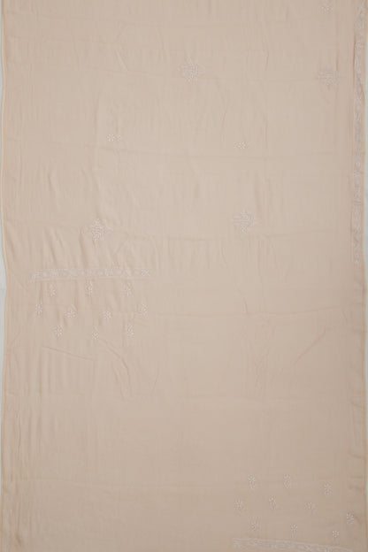 Lucknow Chikankari Cotton Pastel Brown Saree