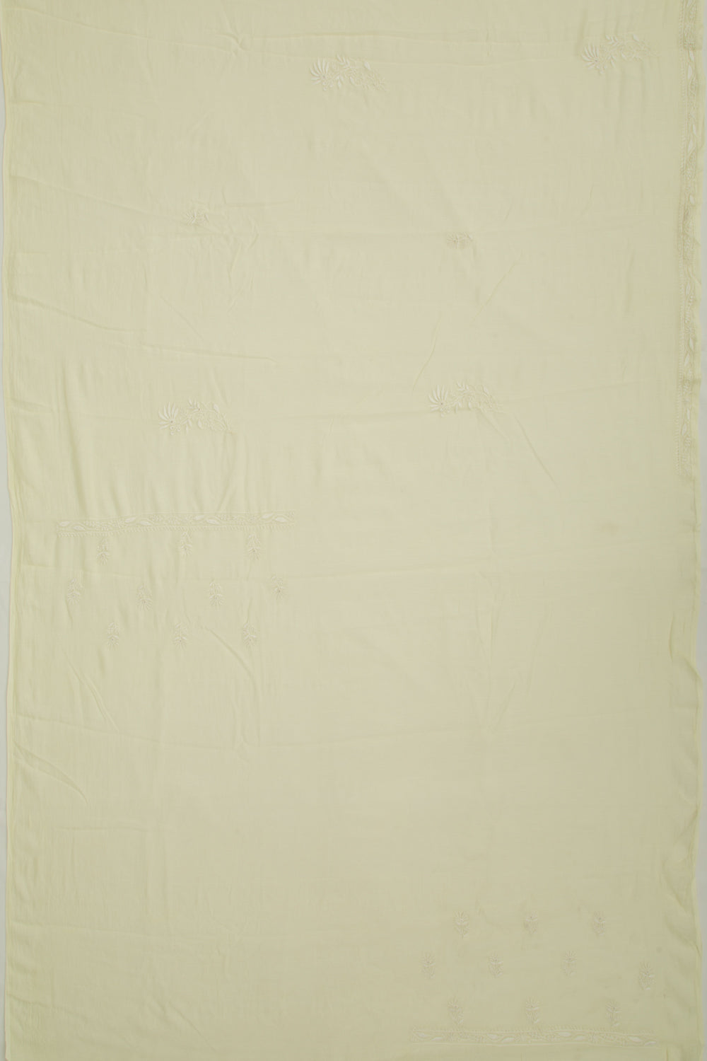 Lucknow Chikankari Cotton Pastel Yellow Saree