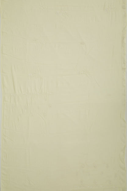 Lucknow Chikankari Cotton Pastel Yellow Saree