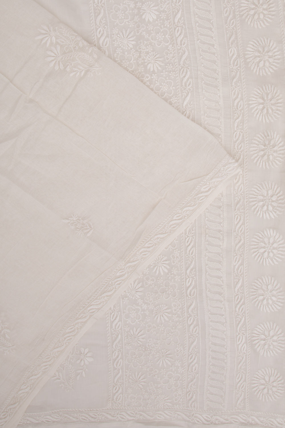 Lucknow Chikankari Cotton White Saree
